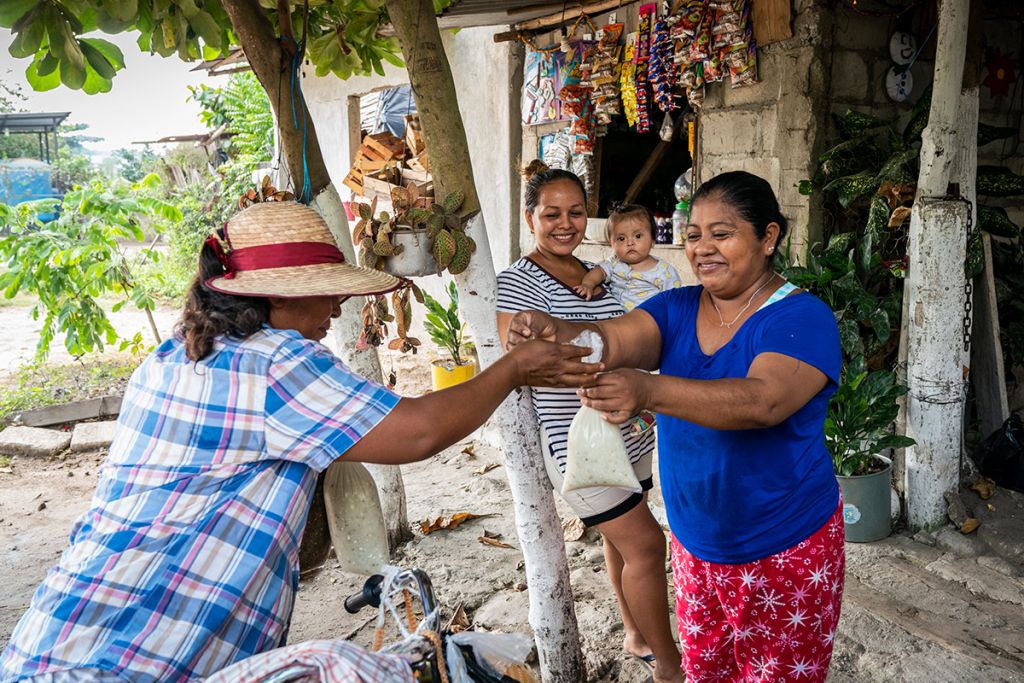 Another local enterprise: Maritza Gomez Mendez, 46, is the maker of a corn drink called atole. She uses her income to pay for food and education for her children. "I want my children to triumph," she shared. She has about 120 regular customers!