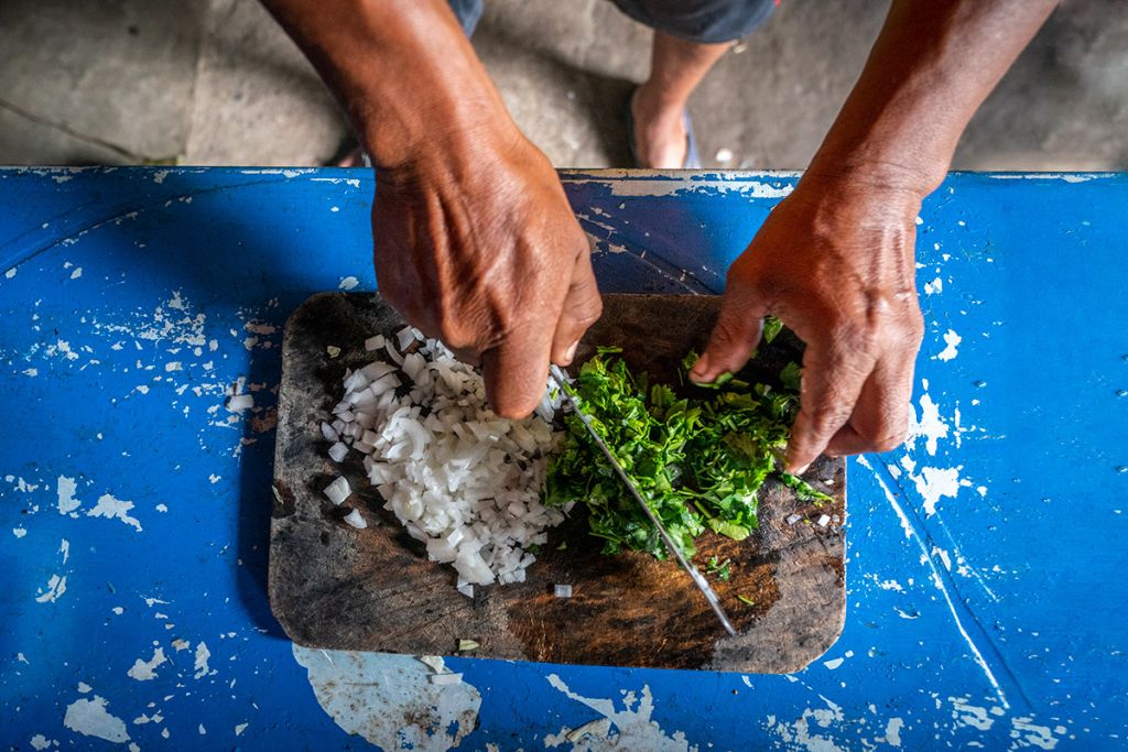 Cilantro and onion for empanadas