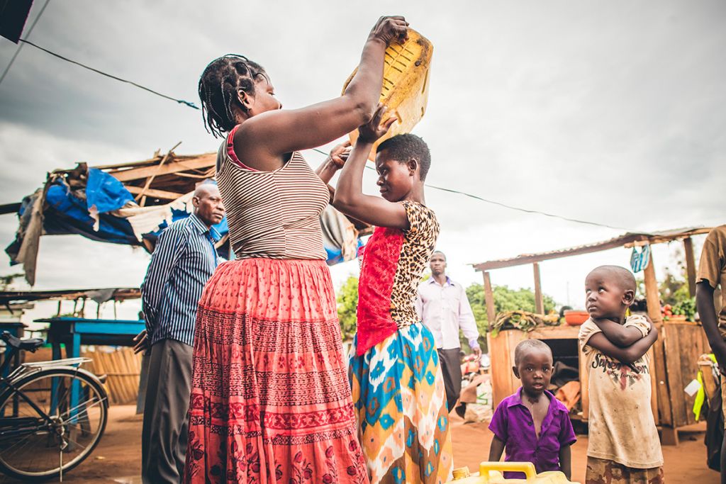 Collecting water in Uganda