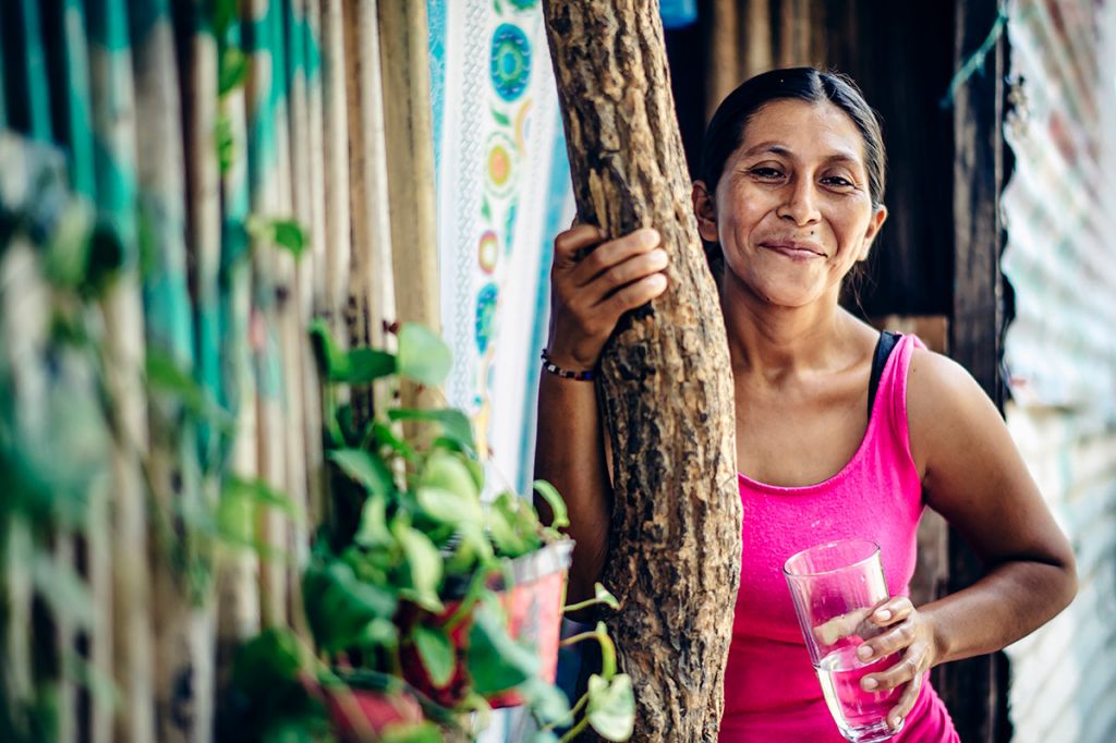 Hortencia drinking safe water!