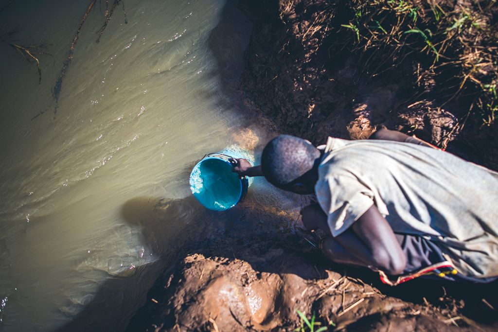 A dirty water source in Tanzania that can breed mosquitoes