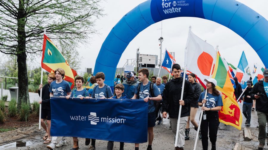 More than 4,000 people started walking at Riverfront Park led by a parade of flags representing the more than 60 countries where Water Mission has worked. 
